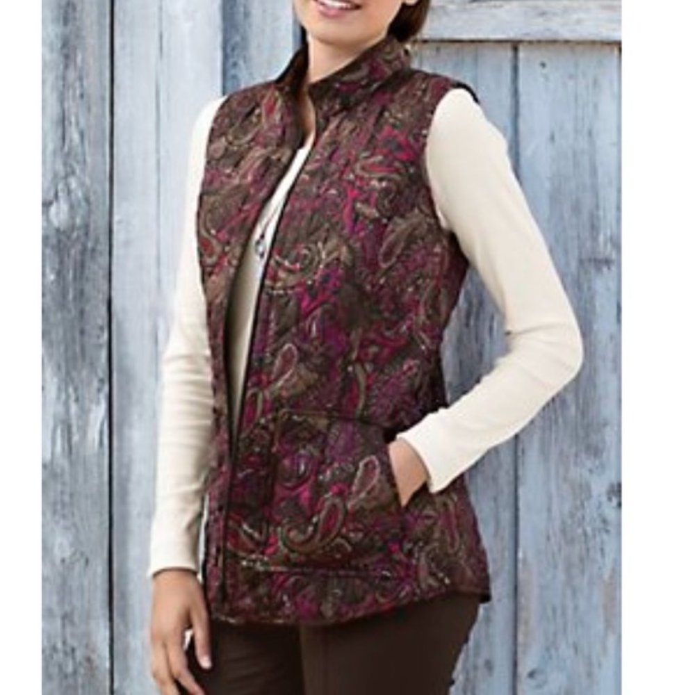 J. Jill Heritage Quilted Harvest Paisley Vest - Picture 1 of 6